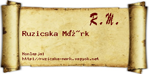 Ruzicska Márk névjegykártya